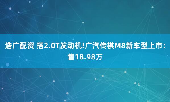 浩广配资 搭2.0T发动机!广汽传祺M8新车型上市：售18.98万